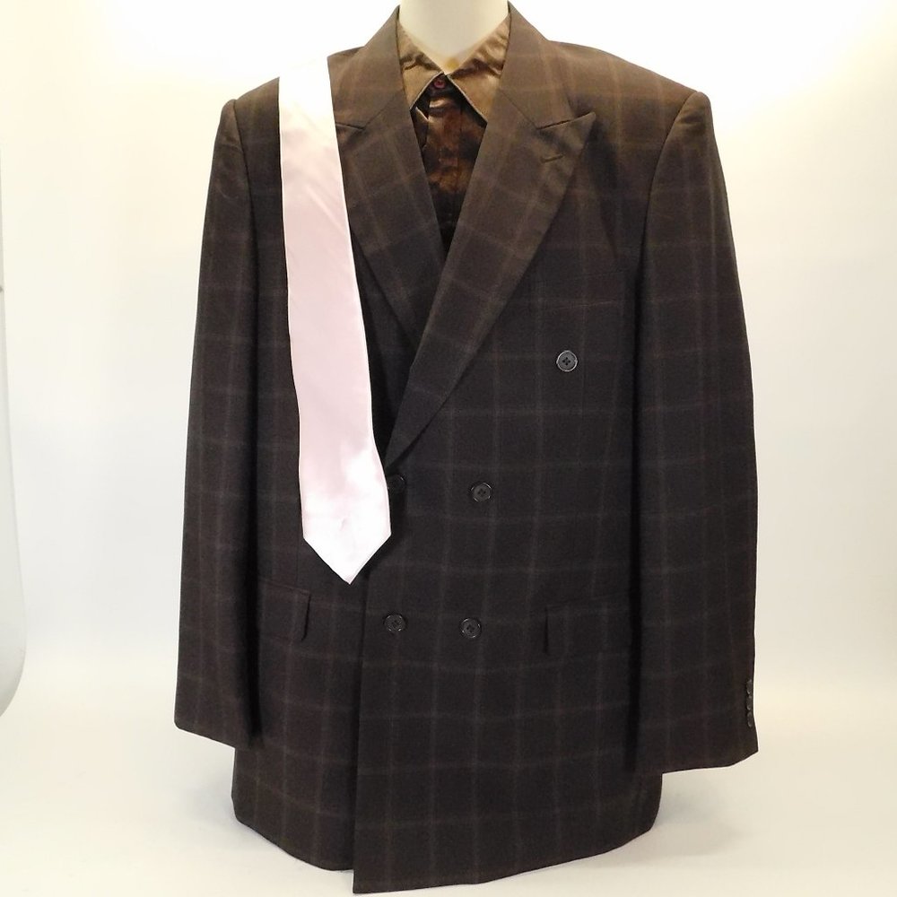 Zacchi Brown Plaid Jacket & Shirt 42L CL3129 0420